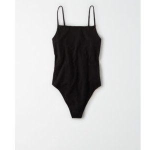 American Eagle Black Square Neck Bodysuit, Size M